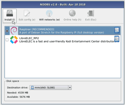 Tampilan Pilihan Install Noobs
