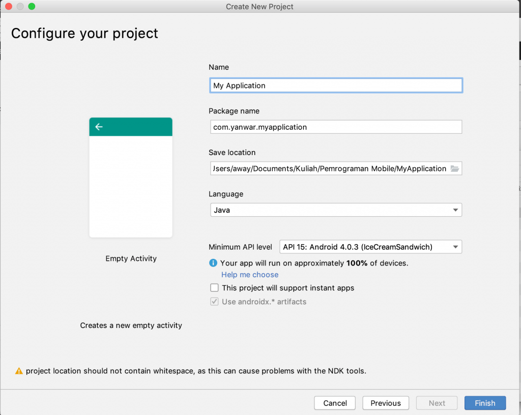 Configuring the Android Studio Tutorial Project