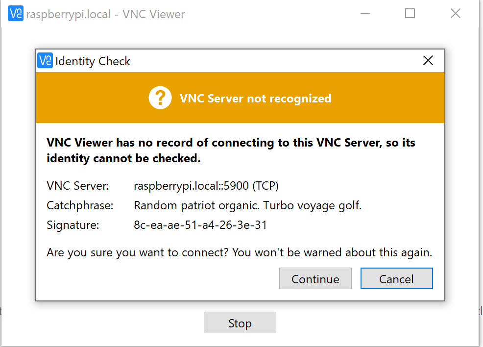 Identity Check VNC Viewer