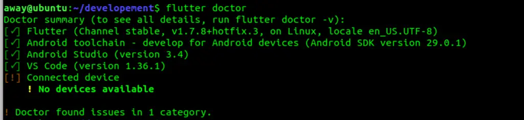 Output flutter doctor in Ubuntu