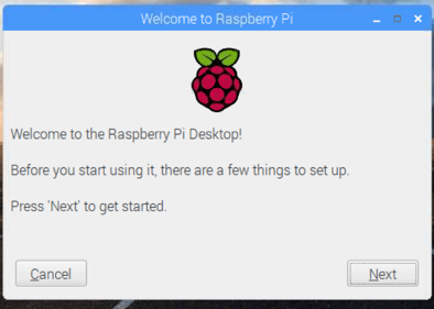 Raspbian Welcome Screen page