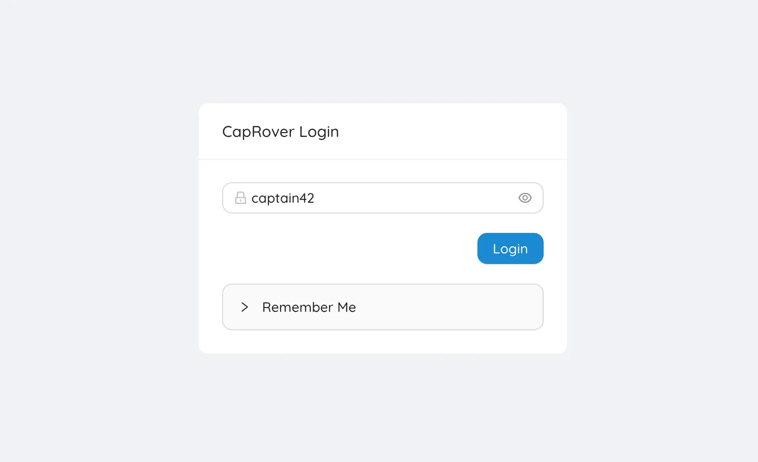 Login page CapRover