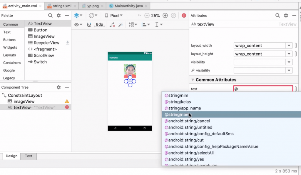 Enter text with string variables