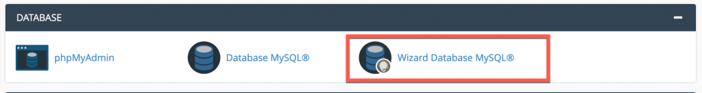 Choose MySQL Database Wizard