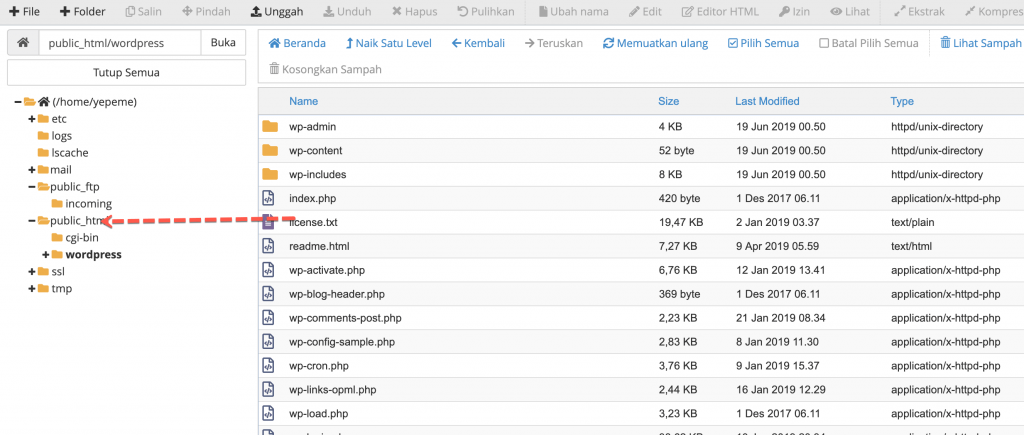 Move files to public_html with click & drag