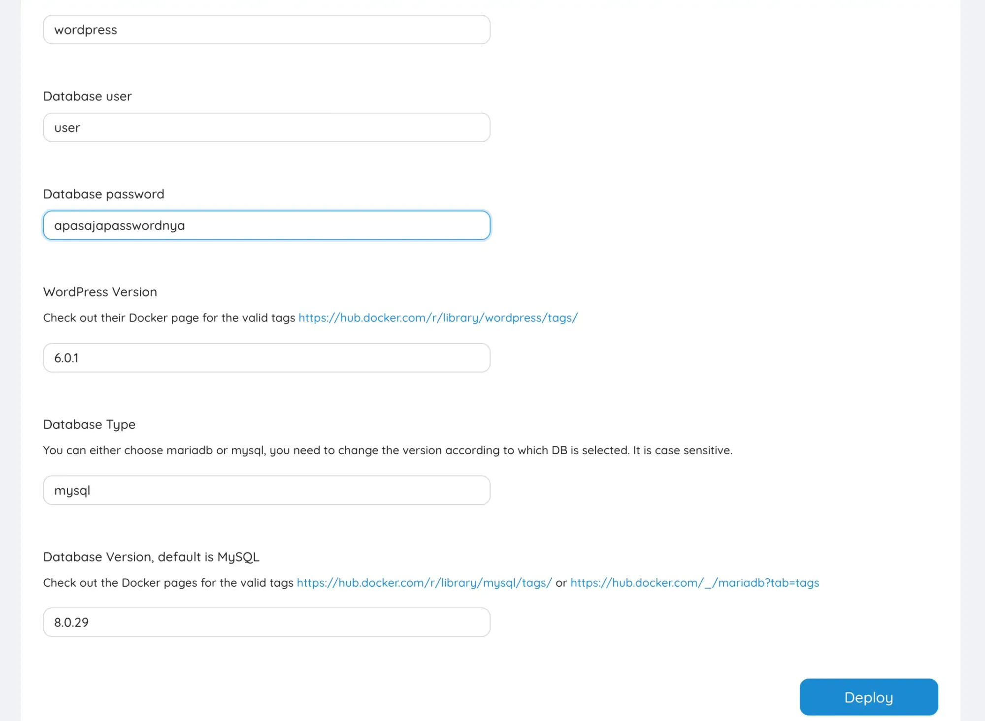 Config WordPress Installation