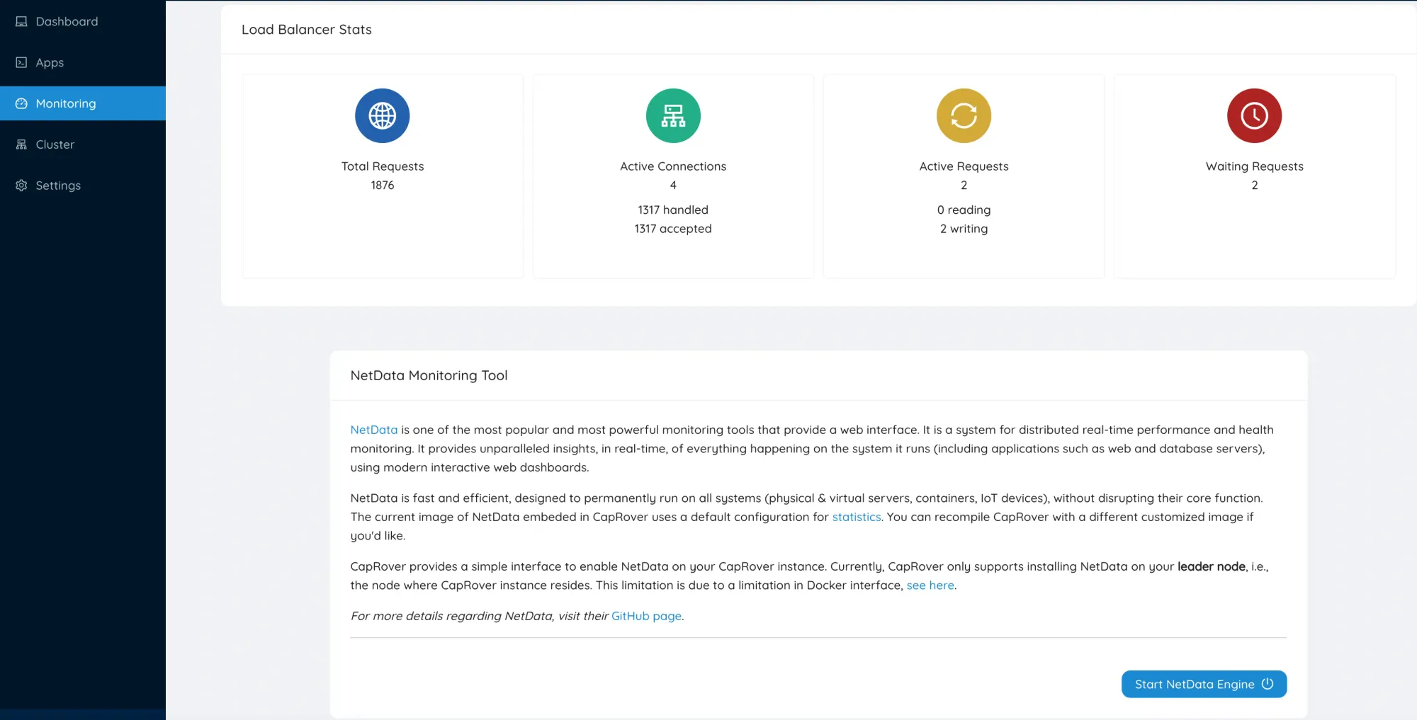 Install NetData Engine on CapRover