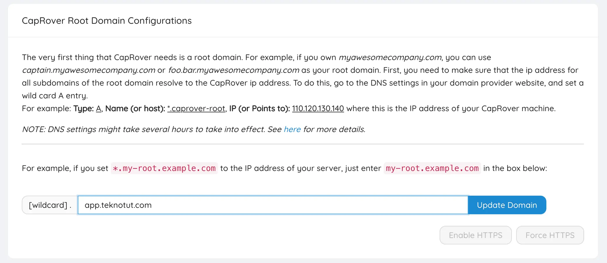 Root domain Configuration