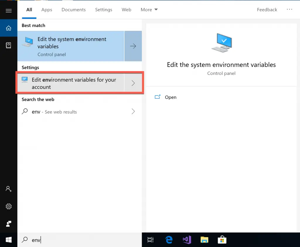 Edit Environment Variables
