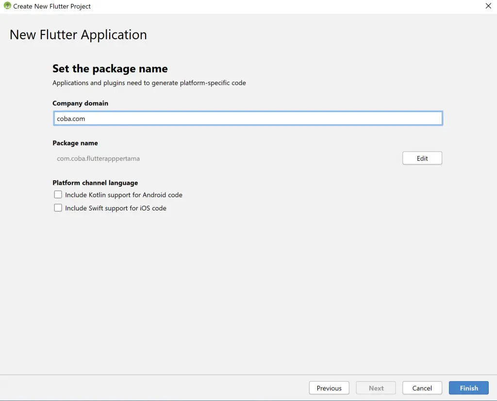 Display Set Package Name Flutter