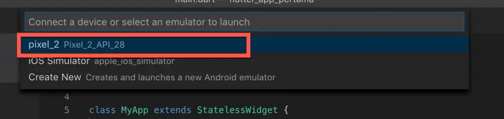 Select emulator device