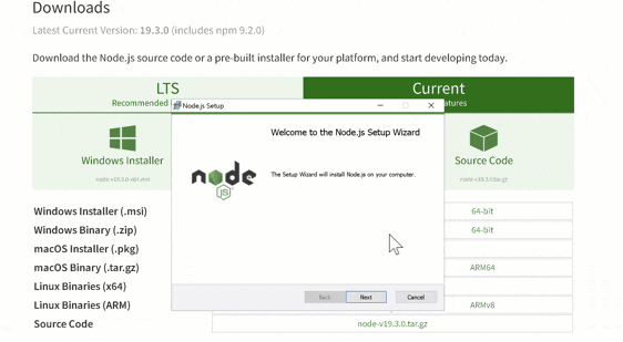 Node.js installation process on Windows